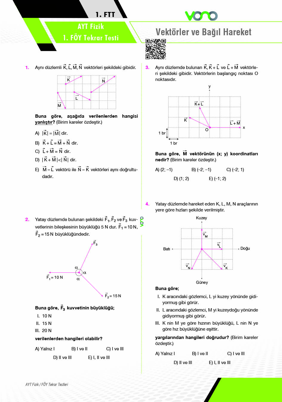 AYT FİZİK FÖY TEKRAR TESTLERI